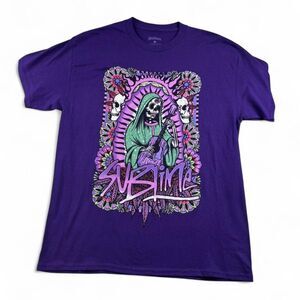 Sublime Purple Graphic T-Shirt Skull Design Spencer’s Size L Punk Rock Tee